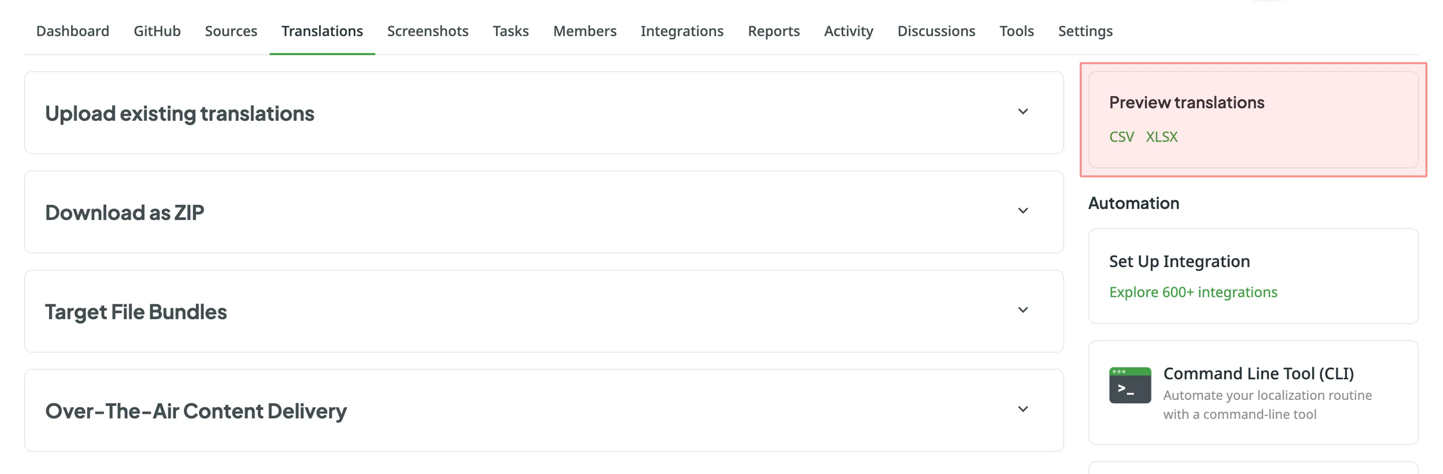 Preview Translations